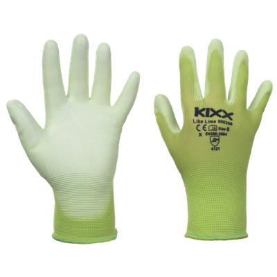 KIXX LIKE LIME rukavice nylon PU dlaň, zelená