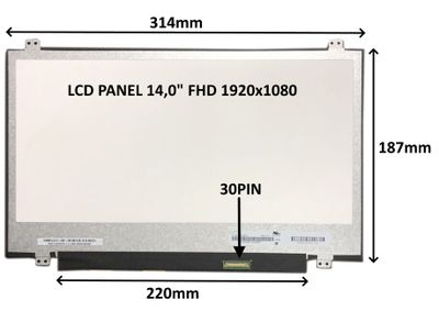 LCD PANEL 14,0" FHD 1920x1080 30PIN MATNÝ / ÚCHYTY NAHOŘE A DOLE