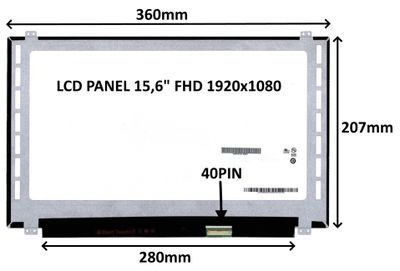 LCD PANEL 15,6" FHD 1920x1080 40PIN MATNÝ / ÚCHYTY NAHOŘE A DOLE