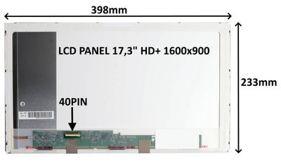 LCD PANEL 17,3" HD+ 1600x900 40PIN MATNÝ / ŠROUBOVÁNÍ Z BOKŮ