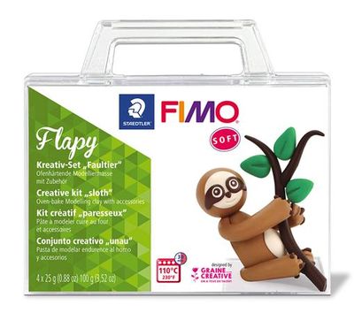 Modelovacia hmota, sada, 4x25 g, možno vypáliť, FIMO "Soft Creative", leňochod Flappy