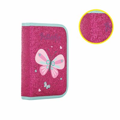 Peračník 1zip prázdny Motýľ glitter PP21