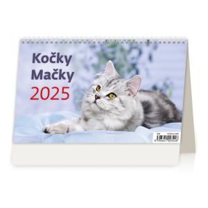 Stolový kalendár riadkový - Kočky/Mačky 2025